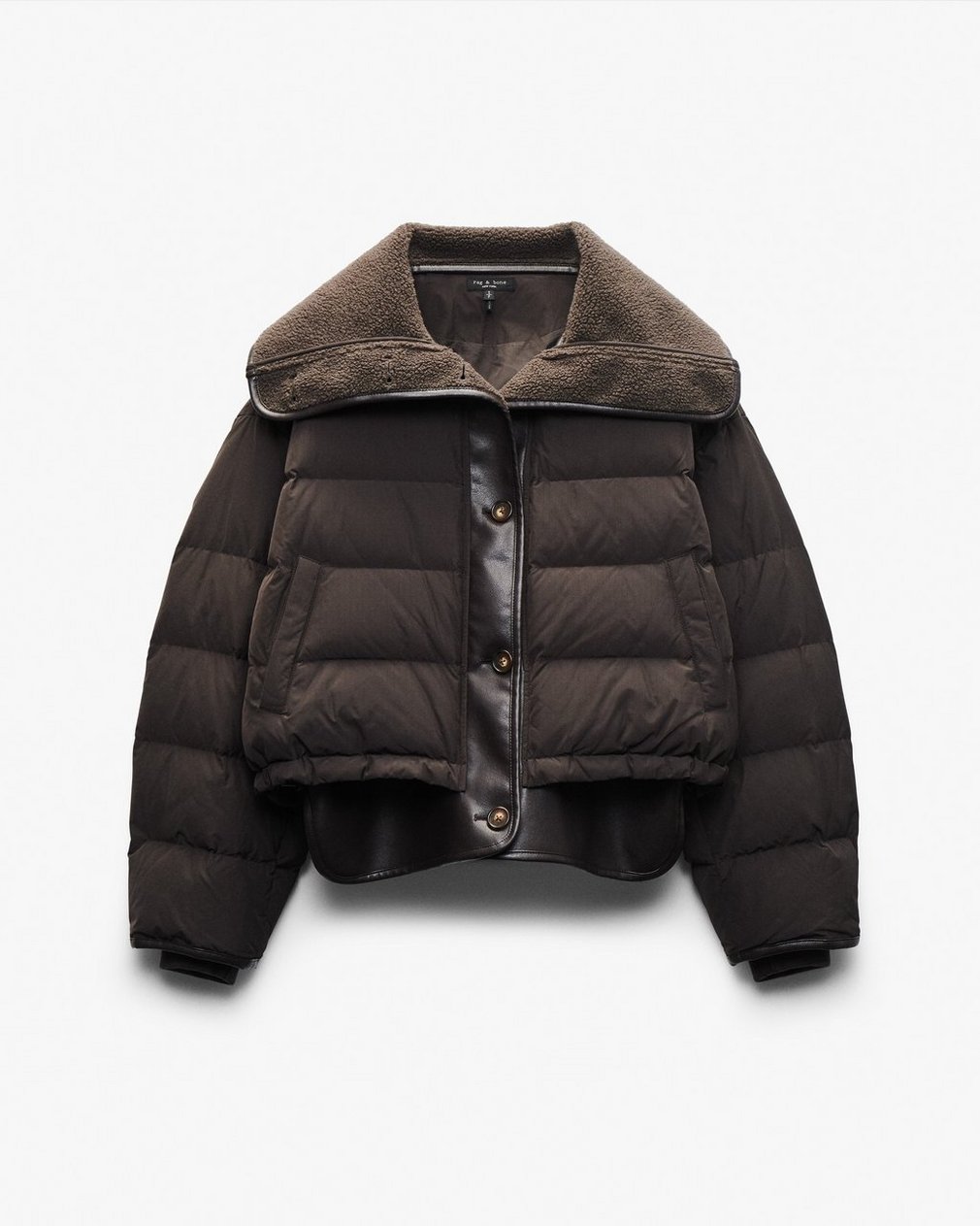 Gloria Mixed-Media Puffer Jacket Brown - Image 2