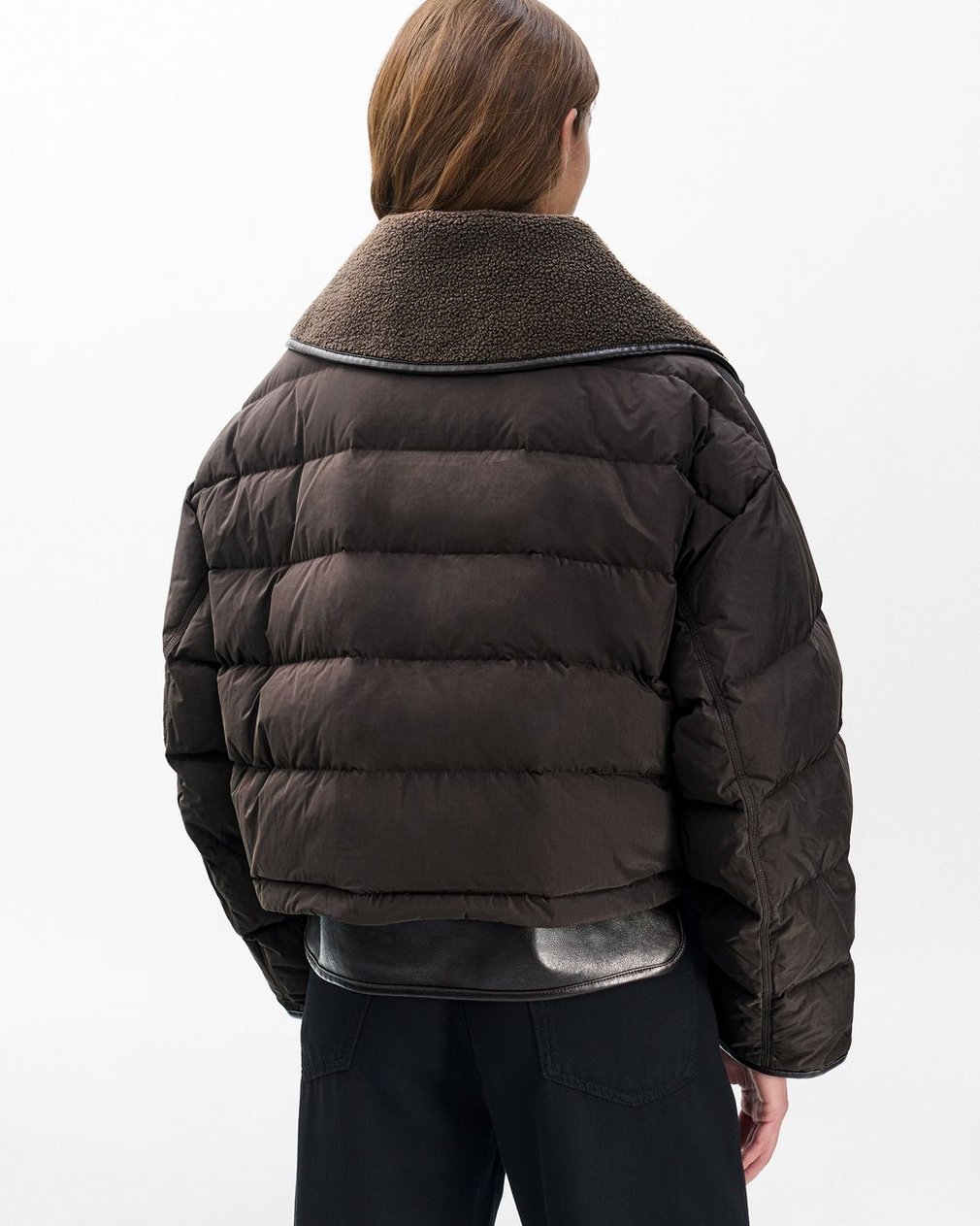 Gloria Mixed-Media Puffer Jacket Brown - Image 6