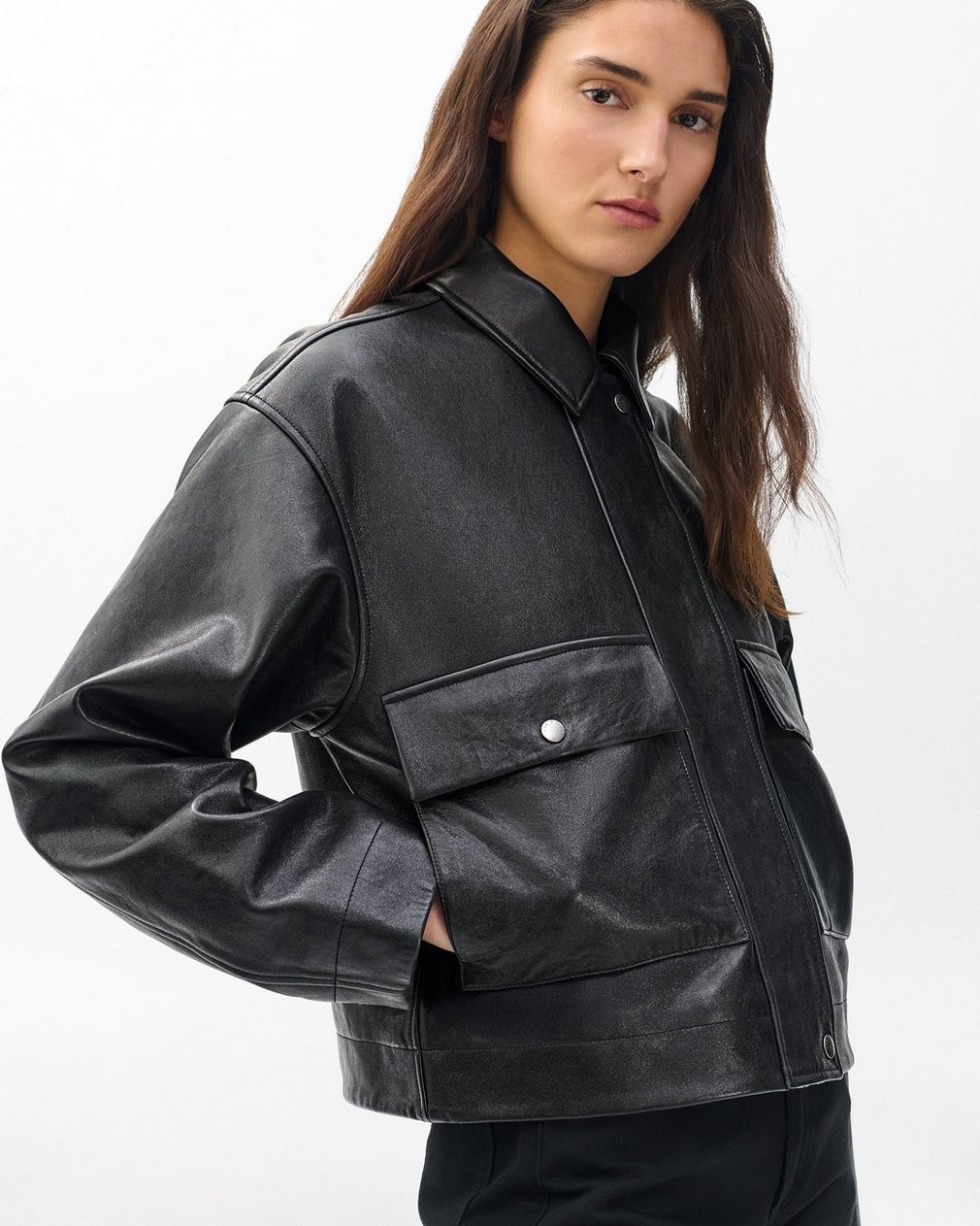Nonie Lamb Leather Jacket Black