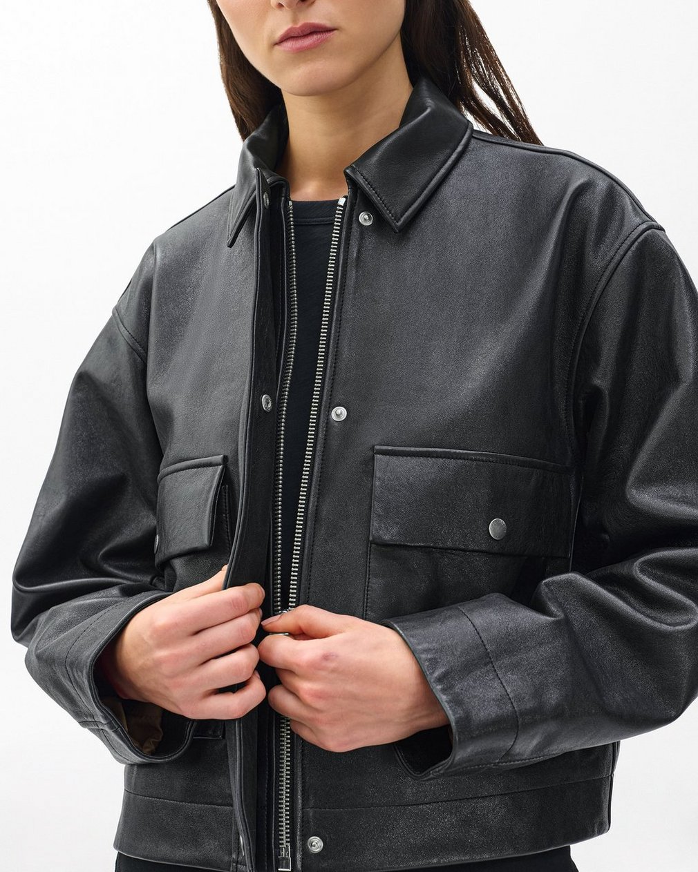 Nonie Lamb Leather Jacket Black - Image 3