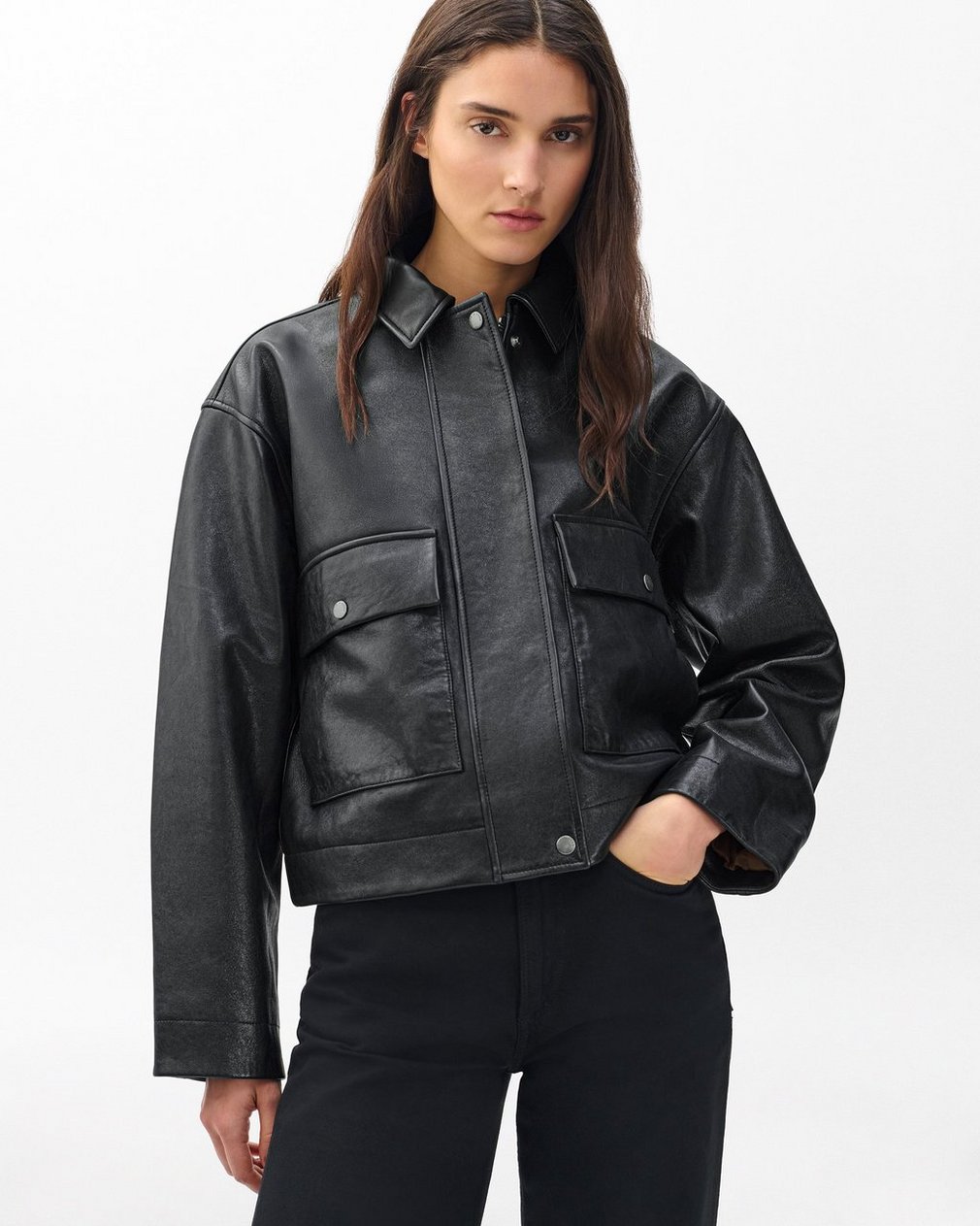 Nonie Lamb Leather Jacket Black - Image 4