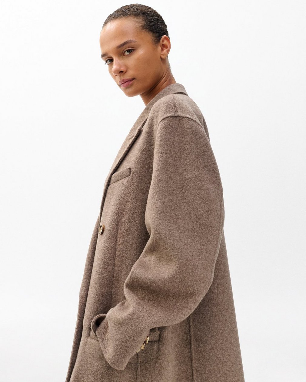 Vasso Wool Coat Taupe - Image 5