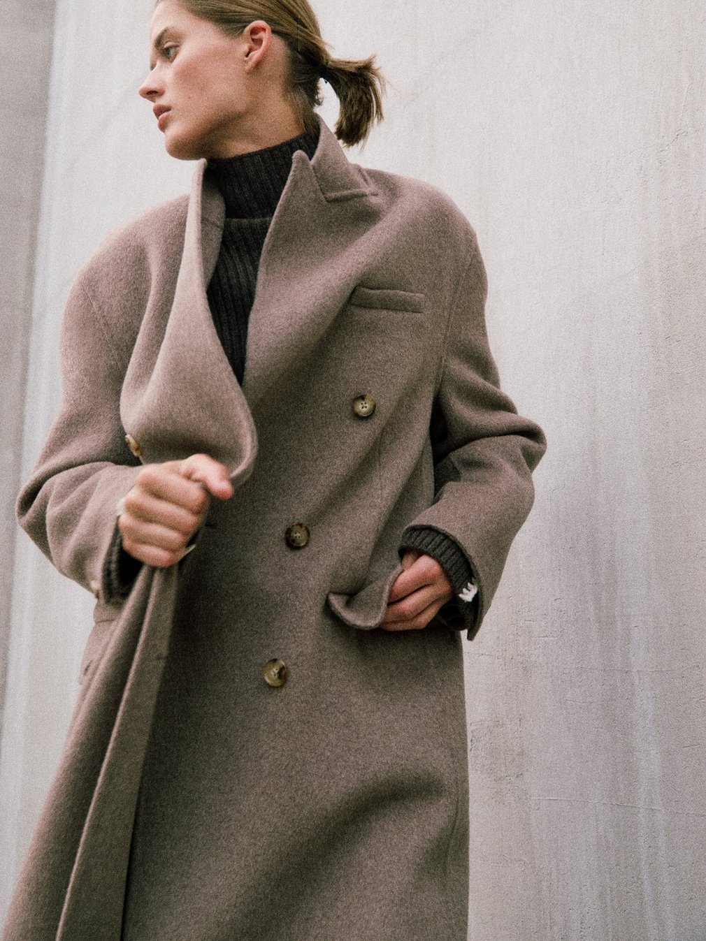 Vasso Wool Coat Taupe - Image 7