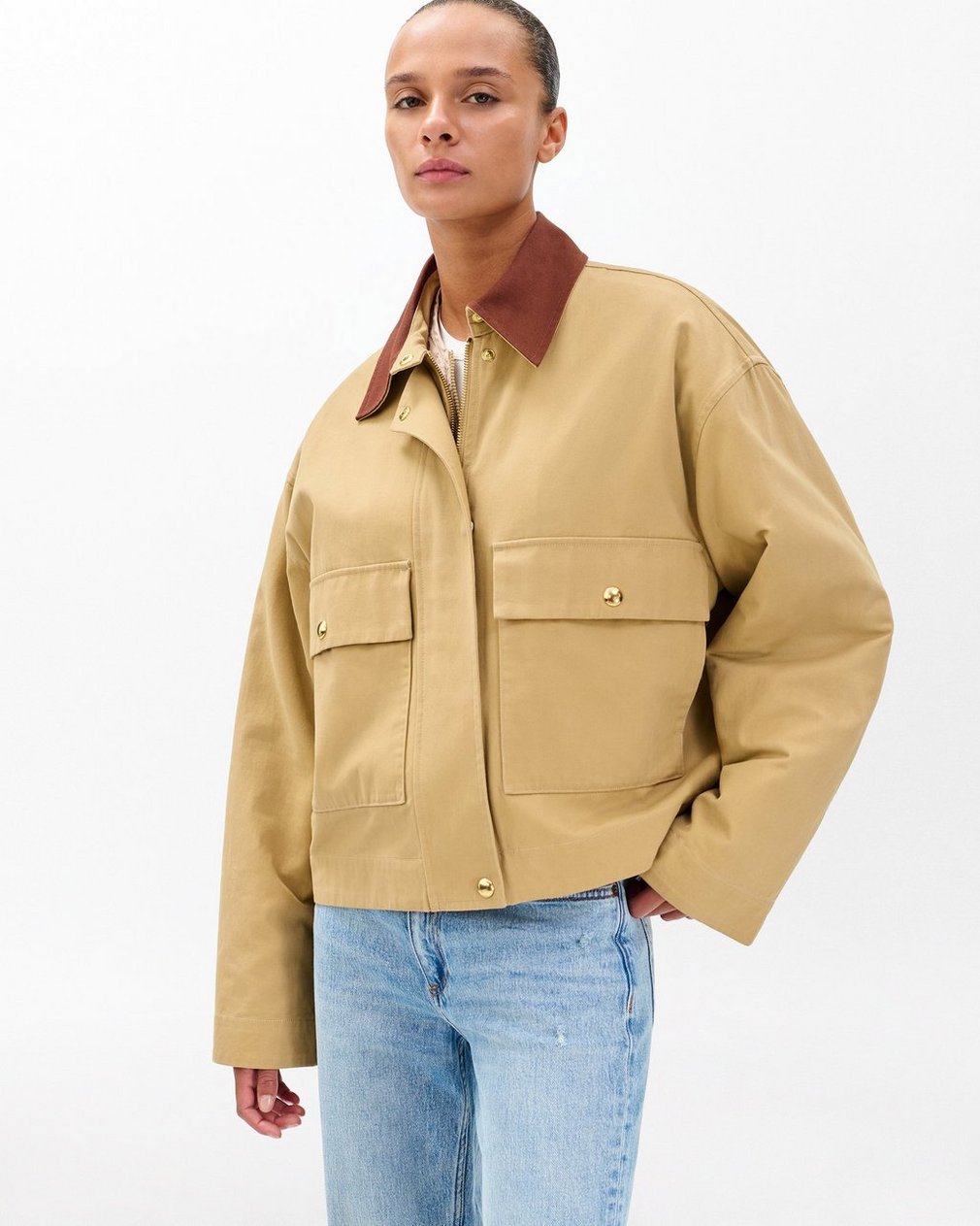Nonie 2-in-1 Cotton Twill Jacket Beige