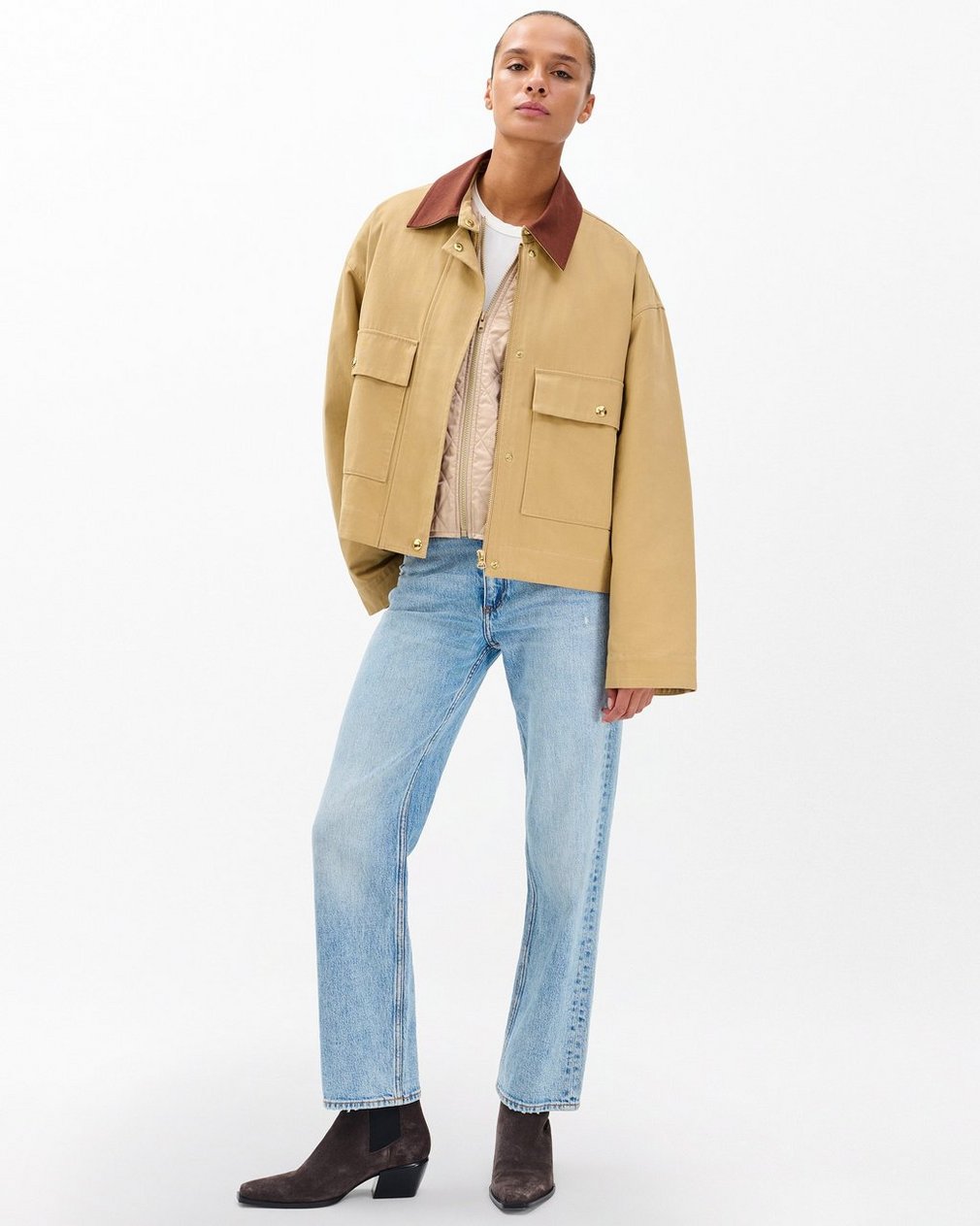 Nonie 2-in-1 Cotton Twill Jacket Beige - Image 3