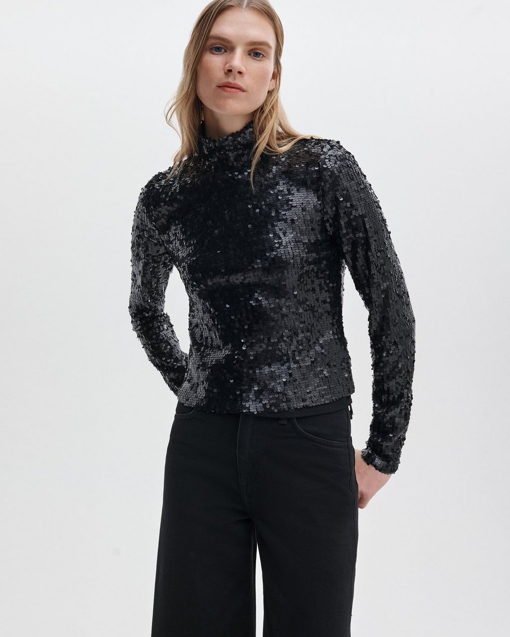 Lucy Sequined Turtleneck Black