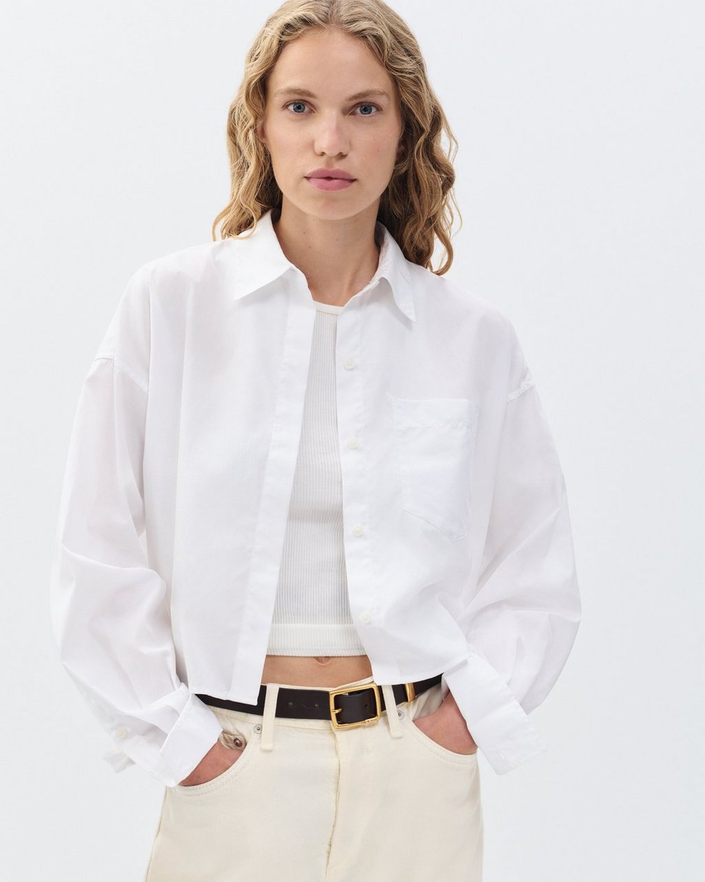 Marin Cropped Shirt White