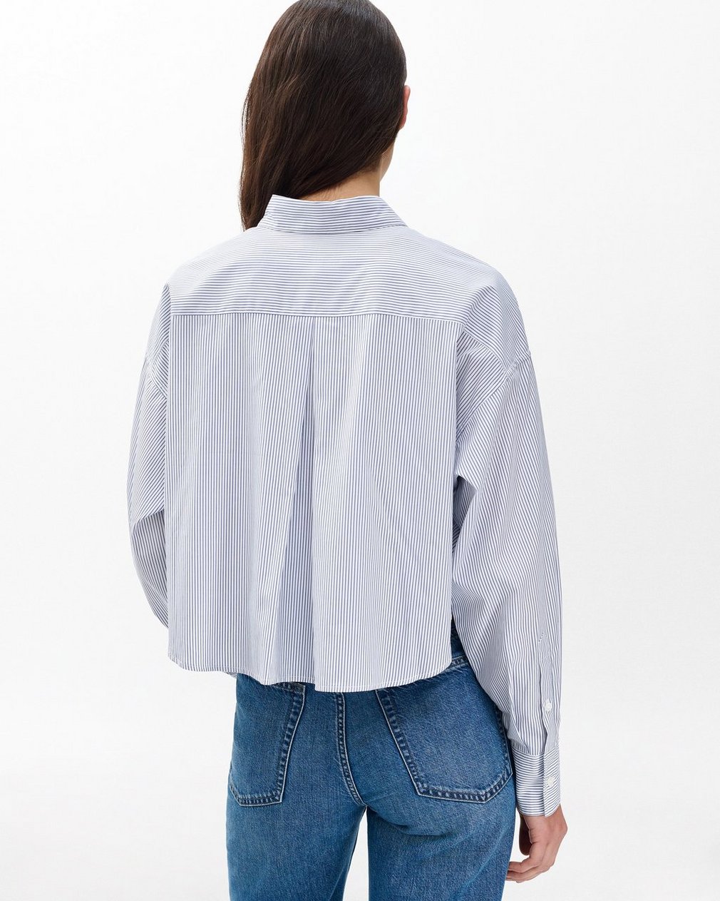 Marin Cropped Striped Shirt White Stripe - Image 6