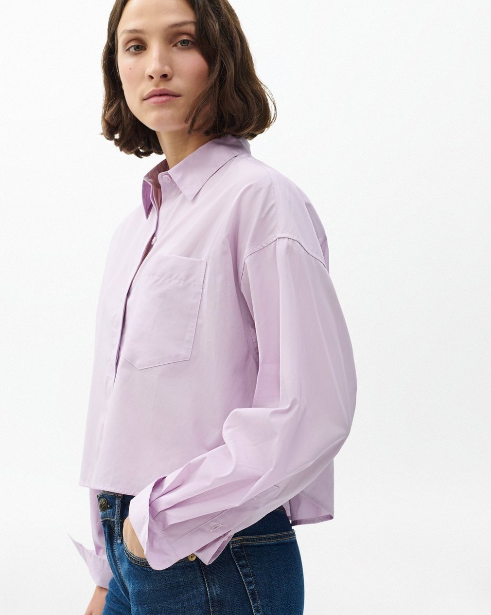 Marin Cropped Shirt Lavender - Image 5