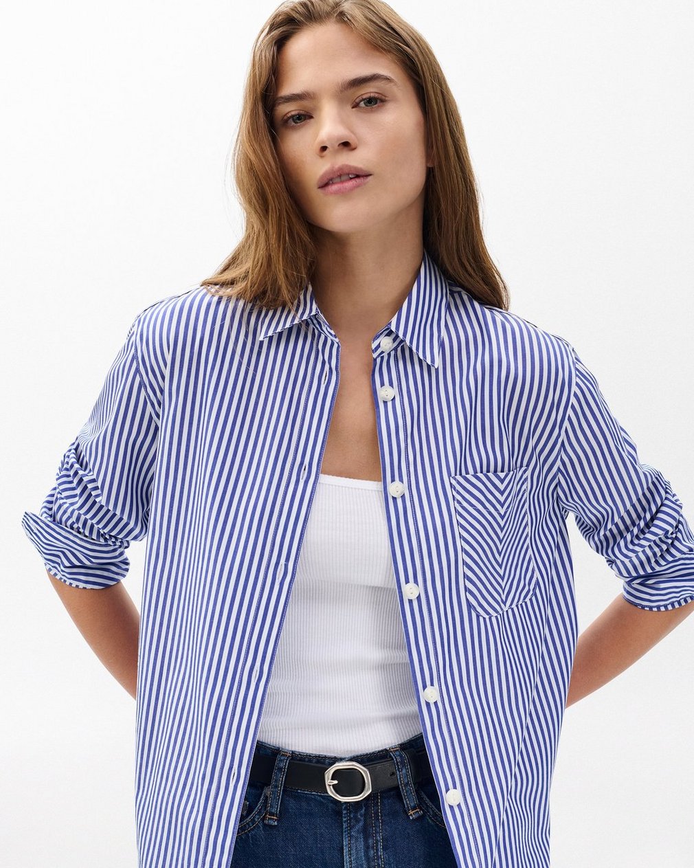 Maxine Poplin Stripe Shirt Blue Stripe