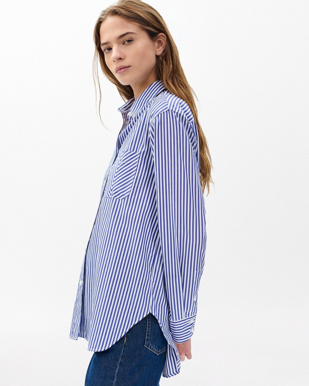 Maxine Poplin Stripe Shirt Blue Stripe - Image 4