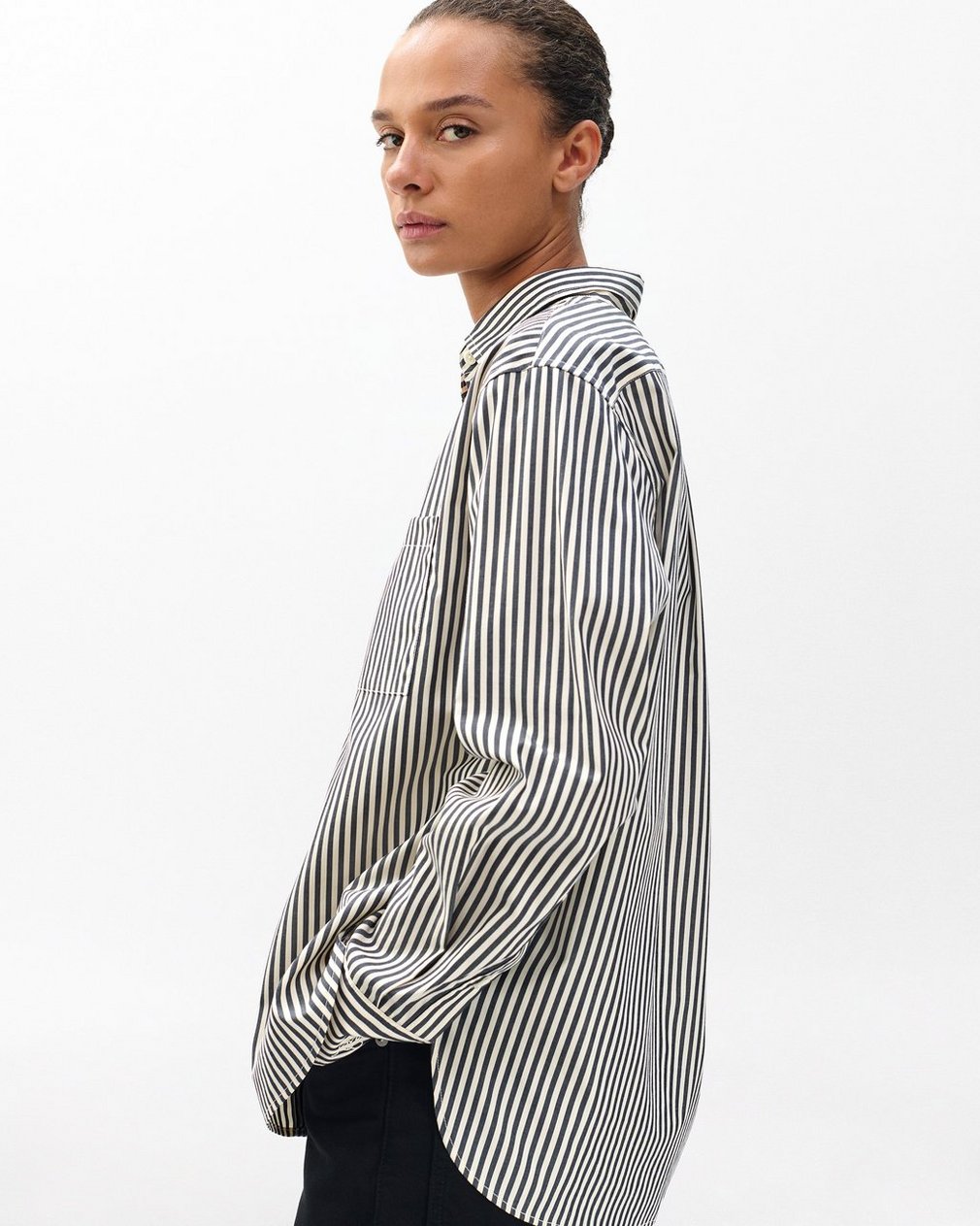 Connie Striped Poplin Shirt Blue Stripe