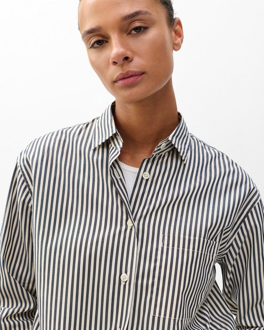 Connie Striped Poplin Shirt Blue Stripe - Image 4