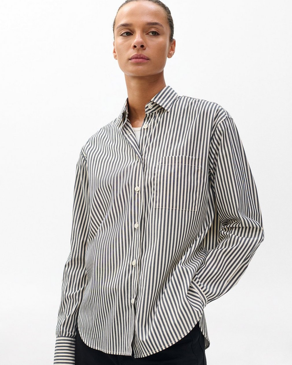 Connie Striped Poplin Shirt Blue Stripe - Image 5