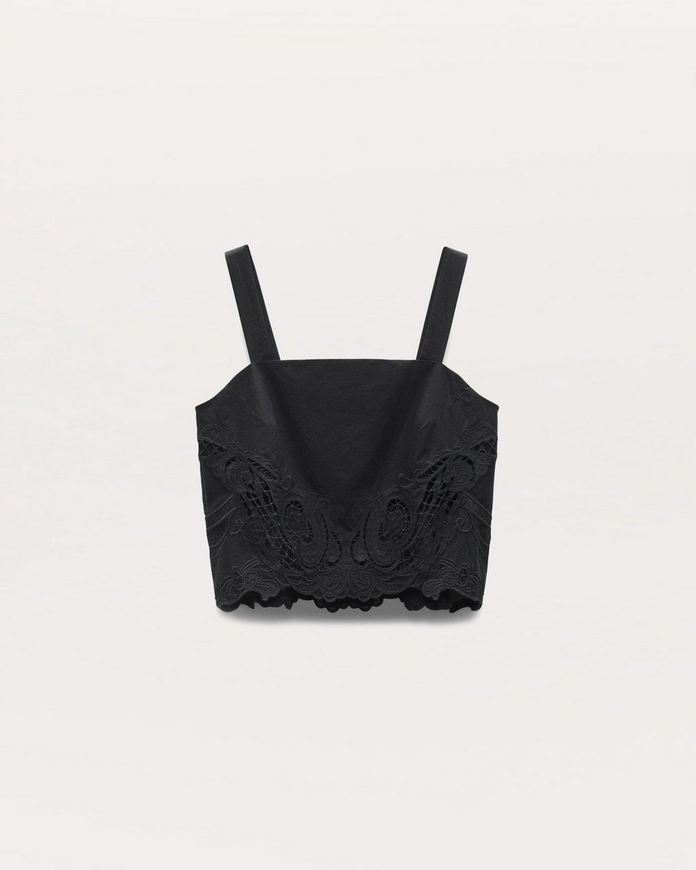 Clem Lace-Trim Poplin Tank Top Black - Image 2