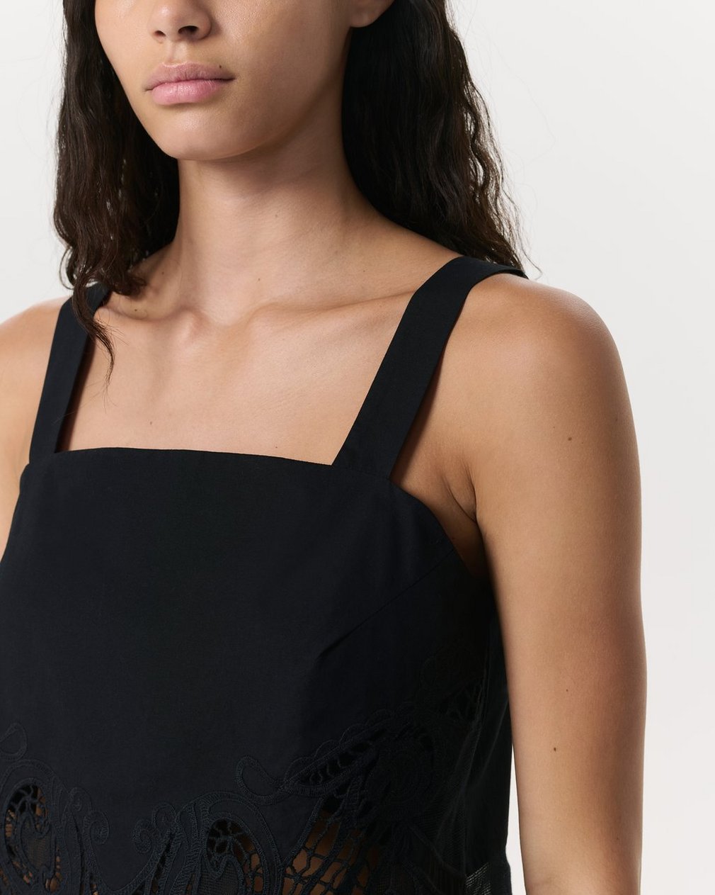 Clem Lace-Trim Poplin Tank Top Black - Image 6
