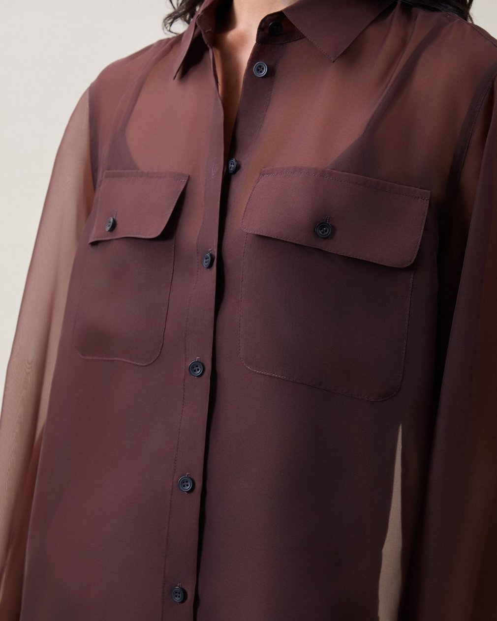 Sonica Organza Shirt Espresso - Image 3