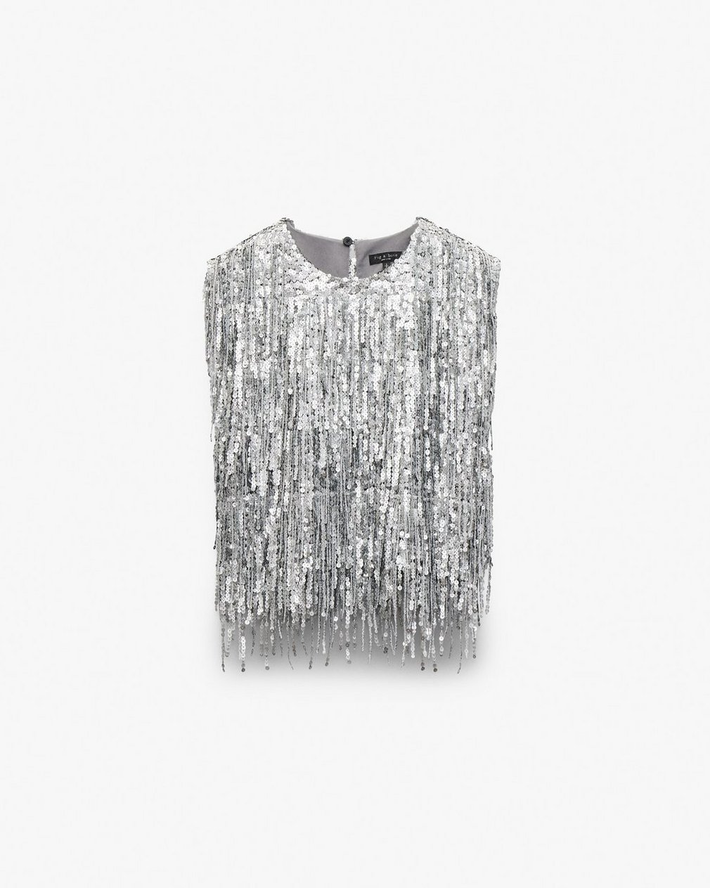 Billie Sequined Tassel Top Gunmetal - Image 2