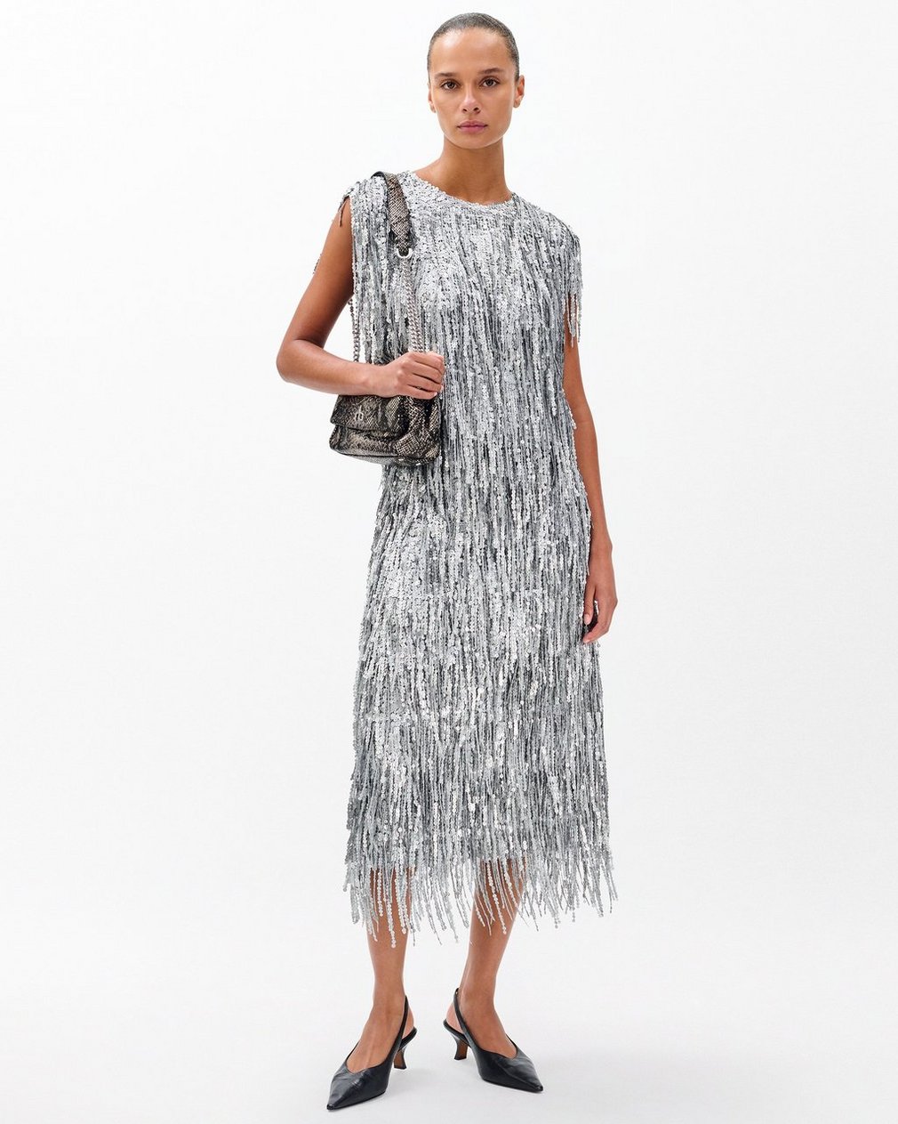 Billie Sequined Tassel Top Gunmetal - Image 6