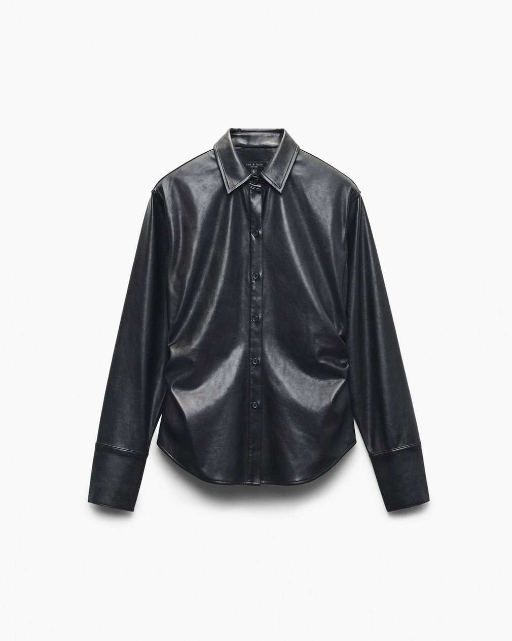 Leah Faux Leather Shirt Black - Image 2