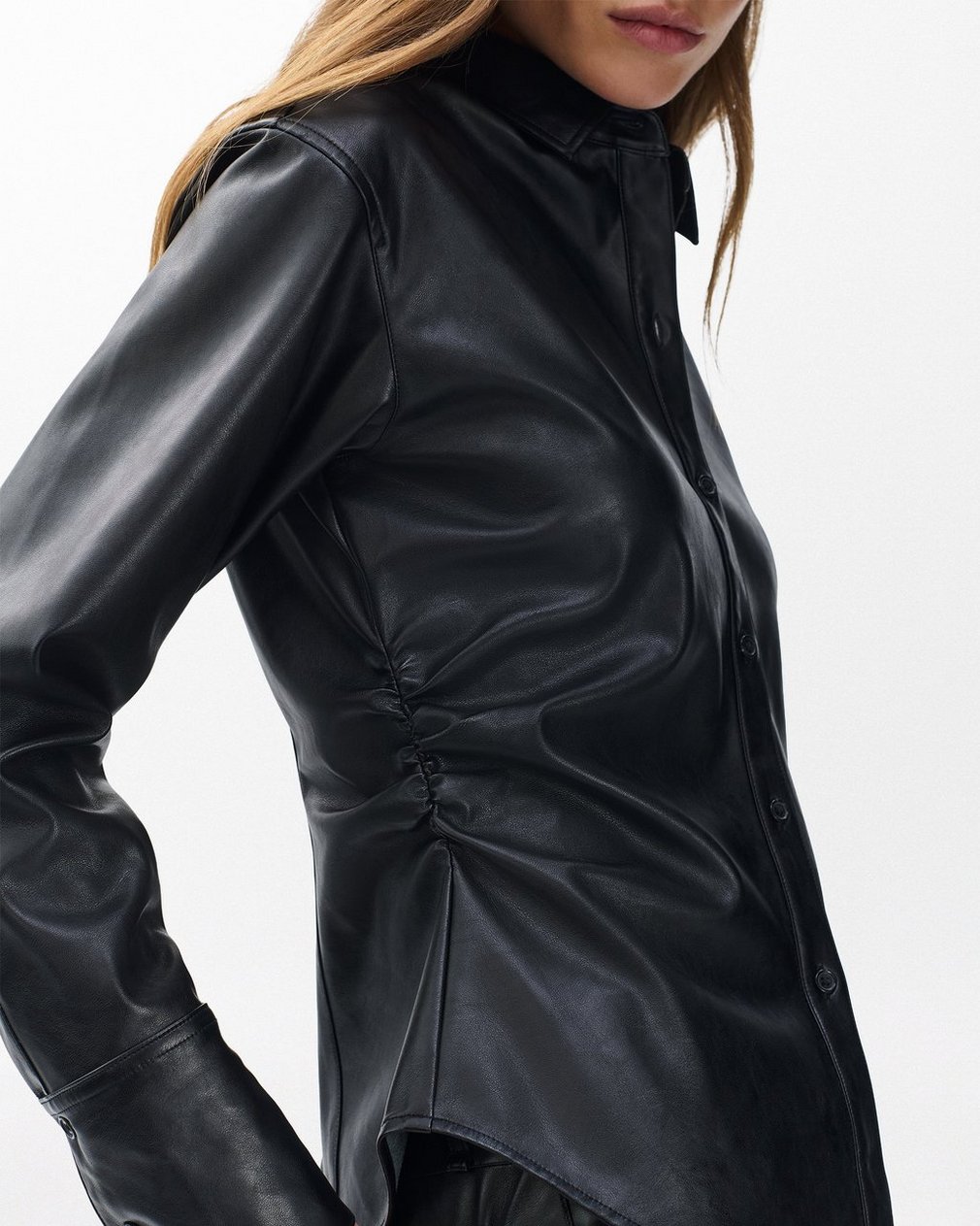 Leah Faux Leather Shirt Black - Image 6