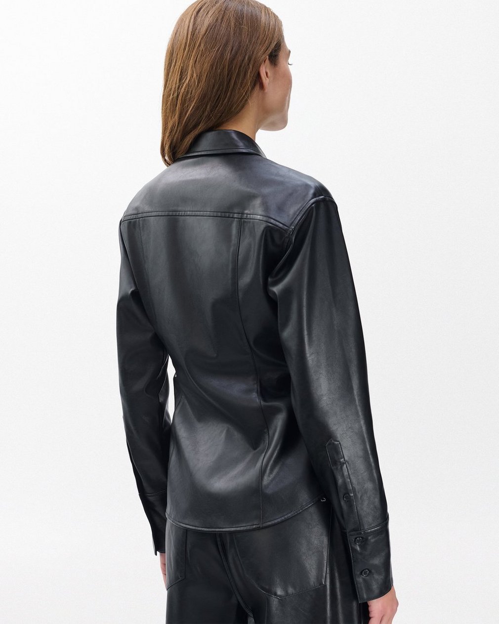 Leah Faux Leather Shirt Black - Image 7