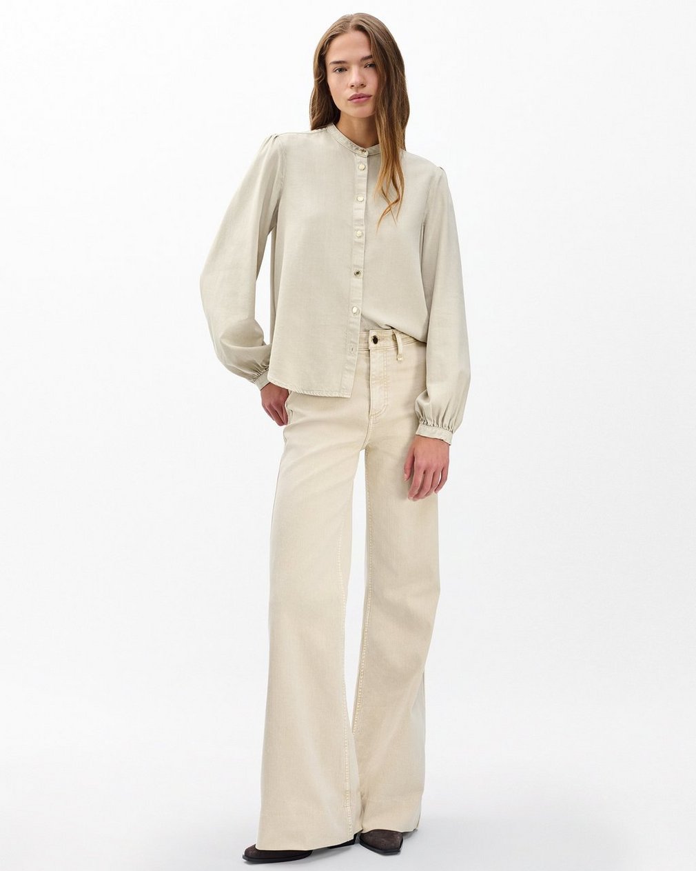 Sandra Denim Blouse Sand Stone - Image 3