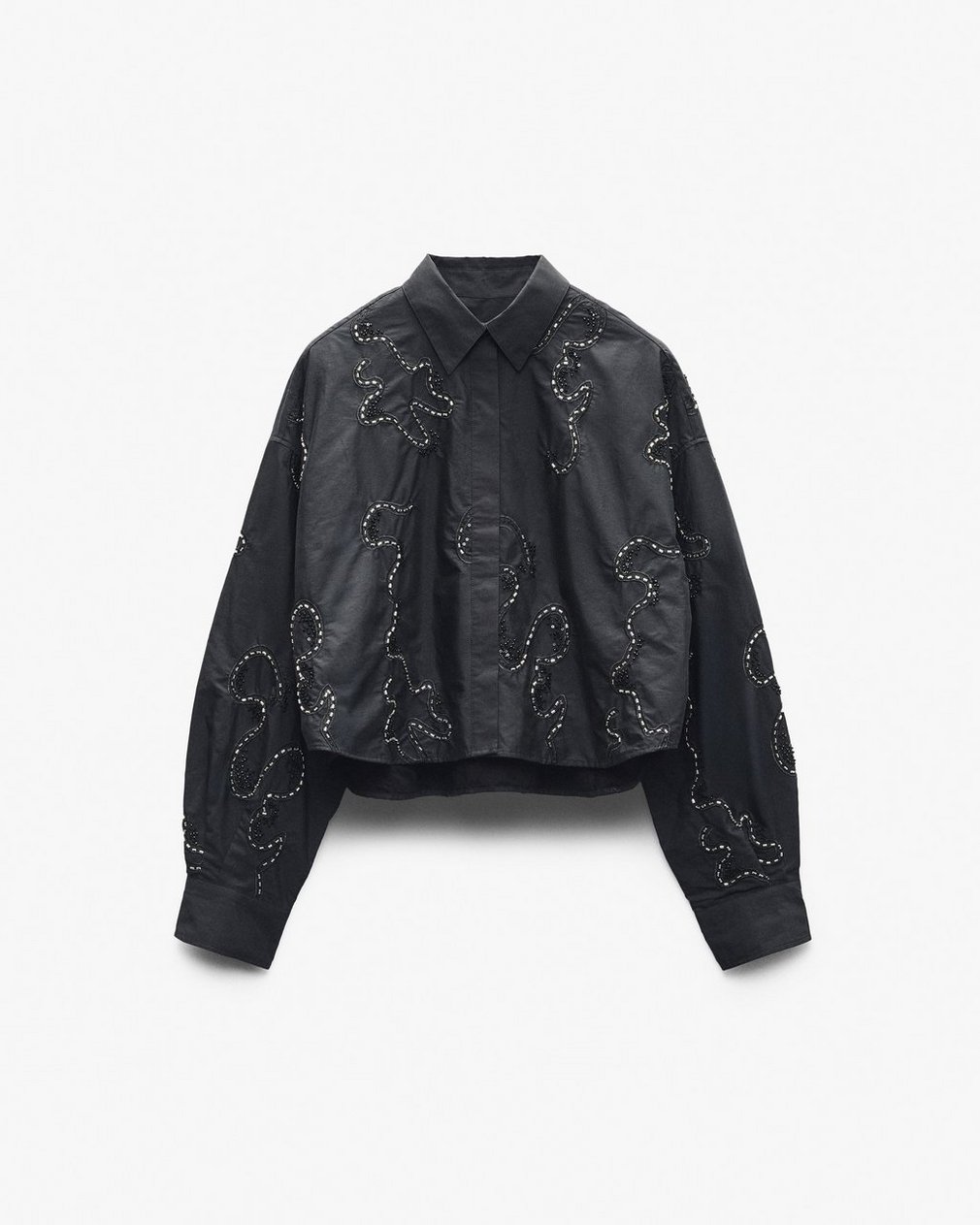 Beatrice Embroidered Poplin Shirt Black Embroidery - Image 2
