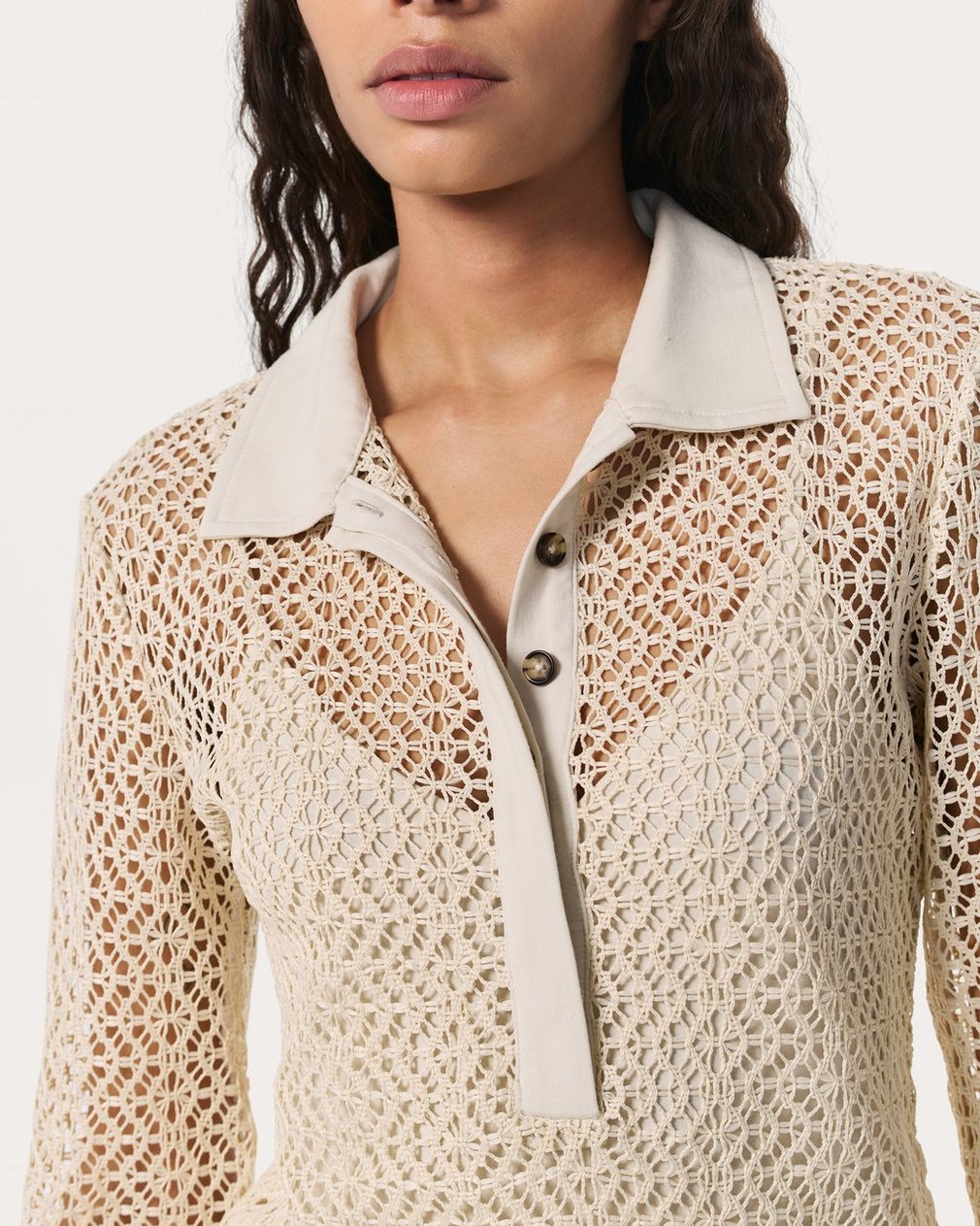 Liv Mesh Polo Shirt Turtledove - Image 4
