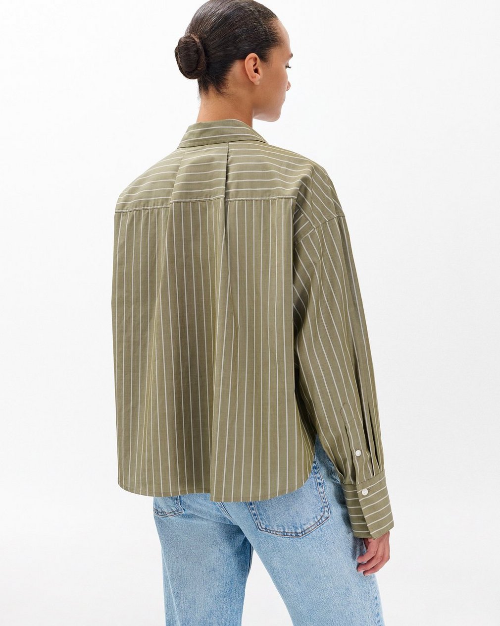 Martha Striped Poplin Shirt Green Stripe - Image 5