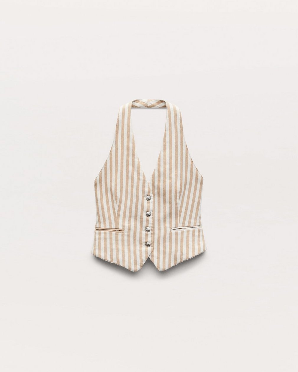 Ethel Striped Denim Vest Tan Stripe - Image 2