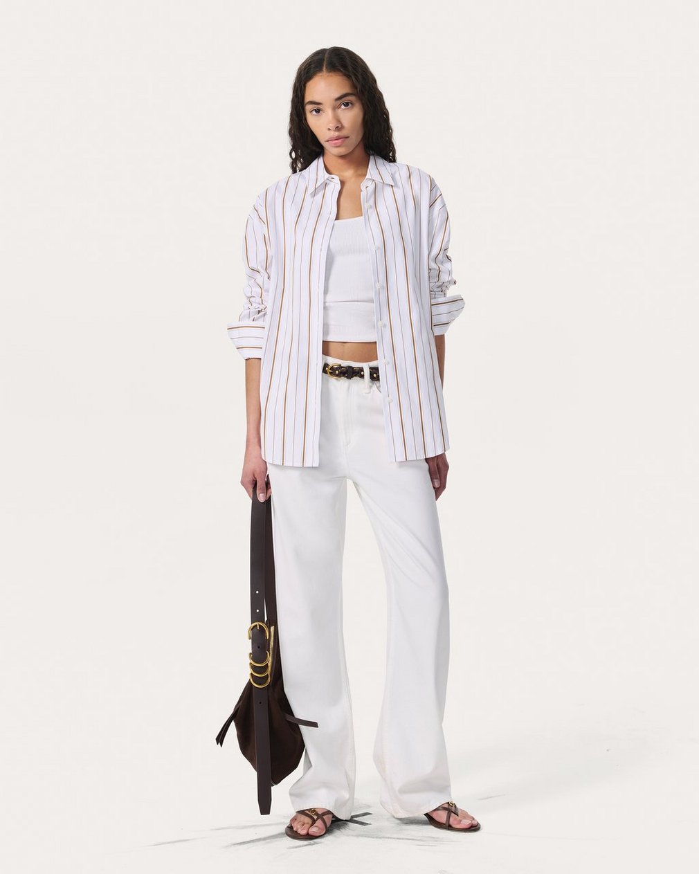 Jessica Striped Poplin Shirt Brown Stripe - Image 3
