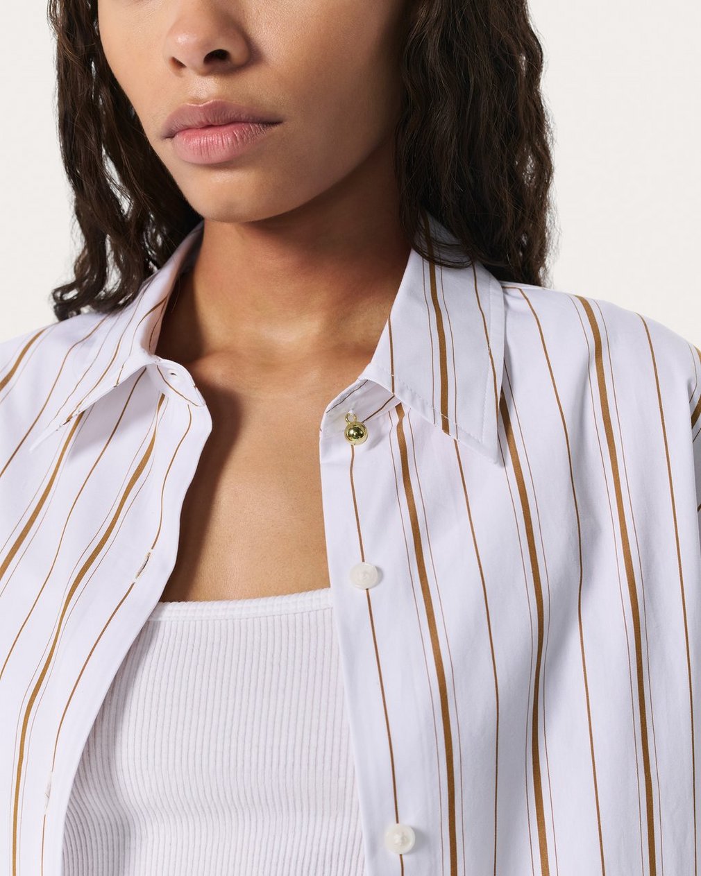 Jessica Striped Poplin Shirt Brown Stripe - Image 4