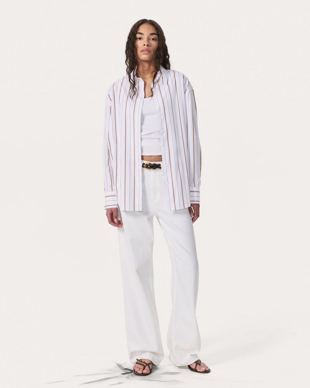 Jessica Striped Poplin Shirt Brown Stripe - Image 7
