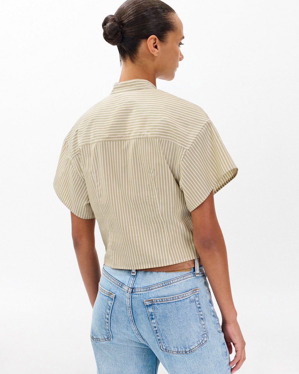 Gretchen Striped Poplin Shirt Beige Stripe - Image 6