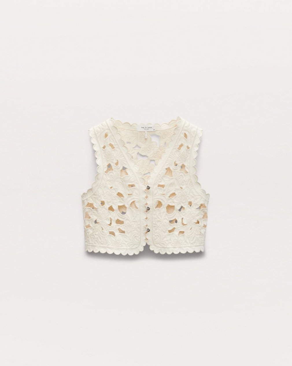 Coralie Cutout Denim Vest Ecru - Image 2