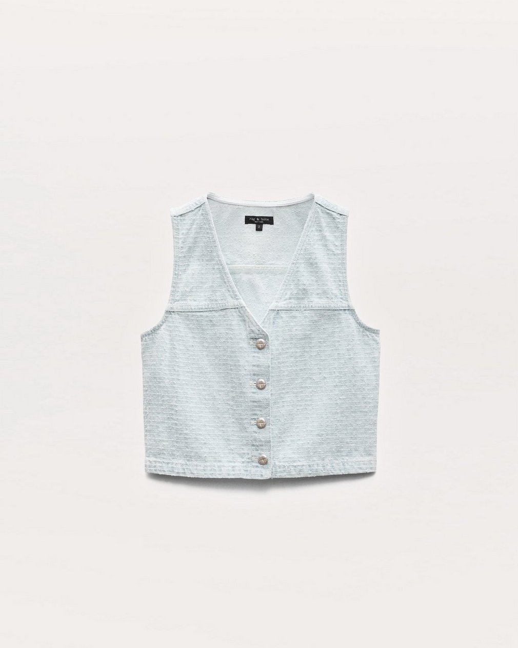 Juliana Textured Denim Vest Sky Blue Tweed - Image 2