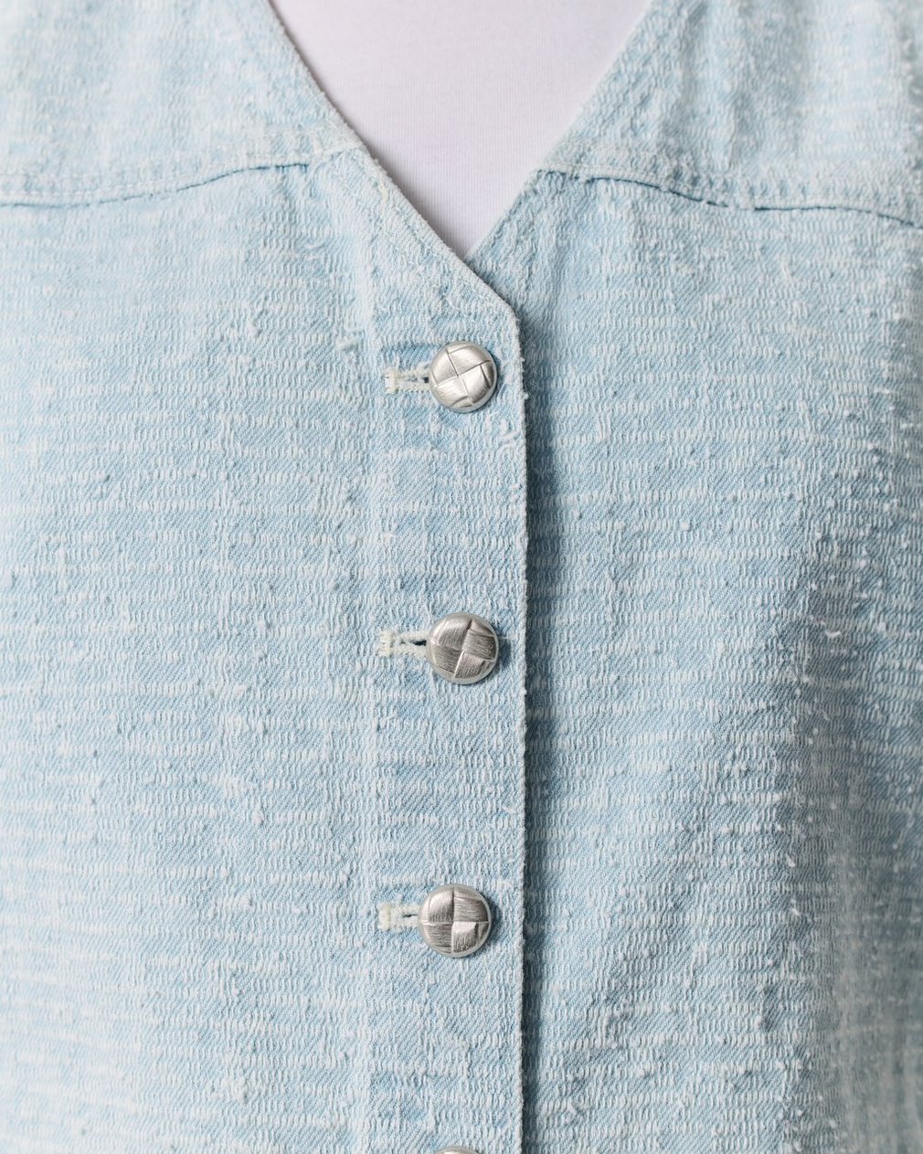 Juliana Textured Denim Vest Sky Blue Tweed - Image 3
