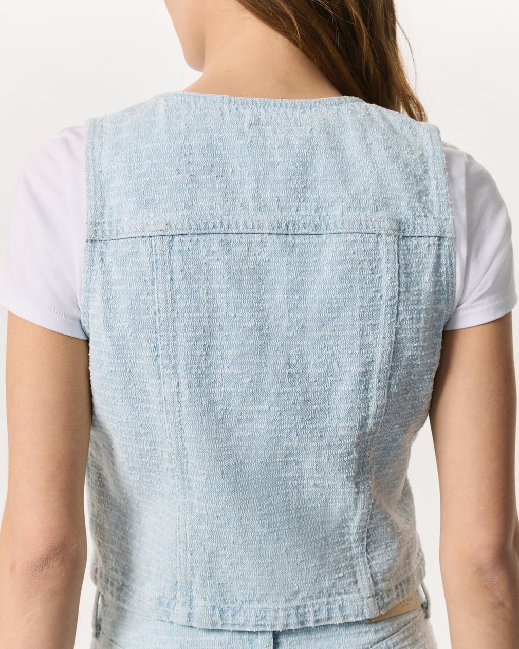 Juliana Textured Denim Vest Sky Blue Tweed - Image 6