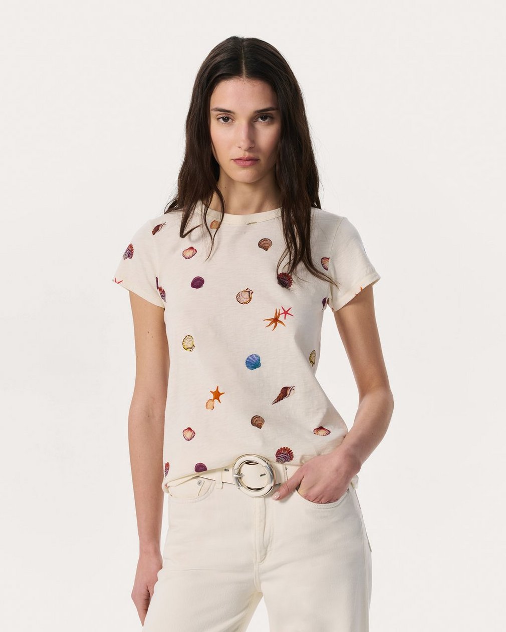 Seashell Graphic T Shirt Ivory Multi