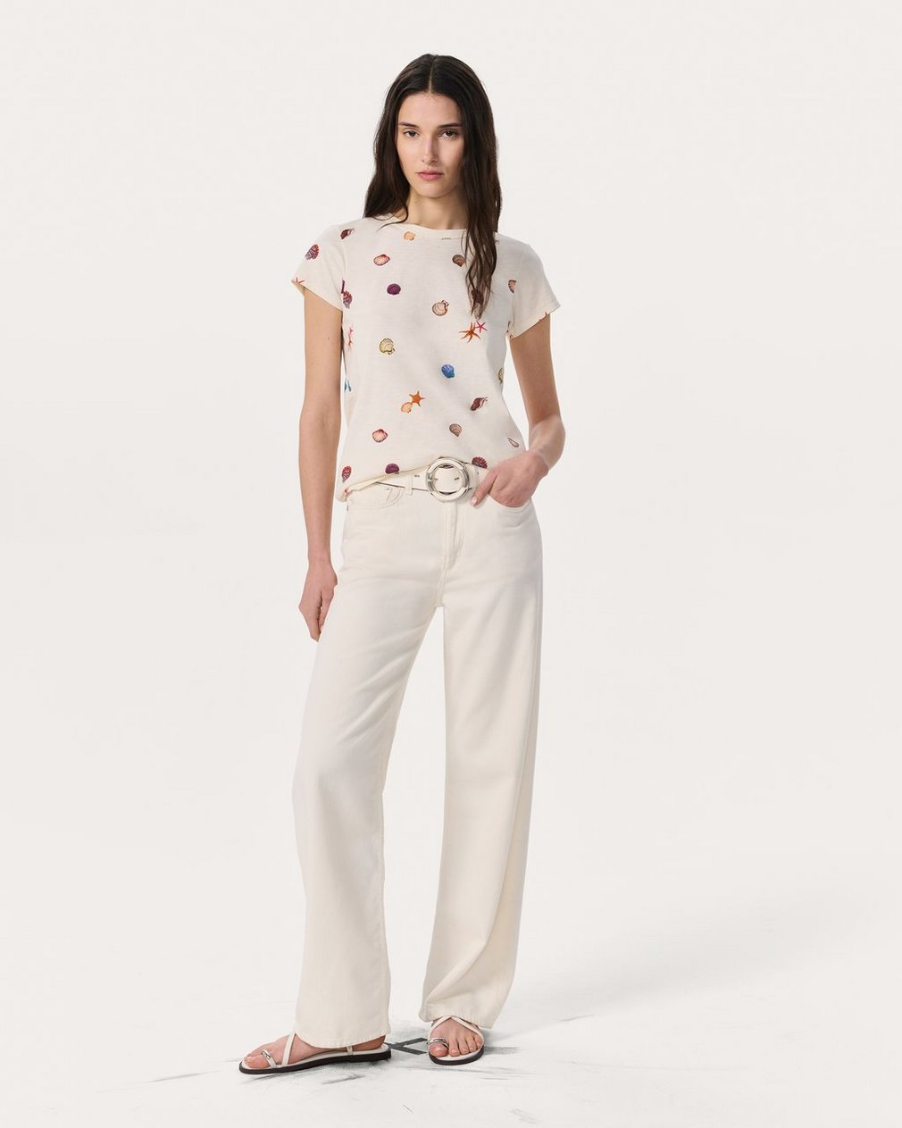 Seashell Graphic T Shirt Ivory Multi - Image 3
