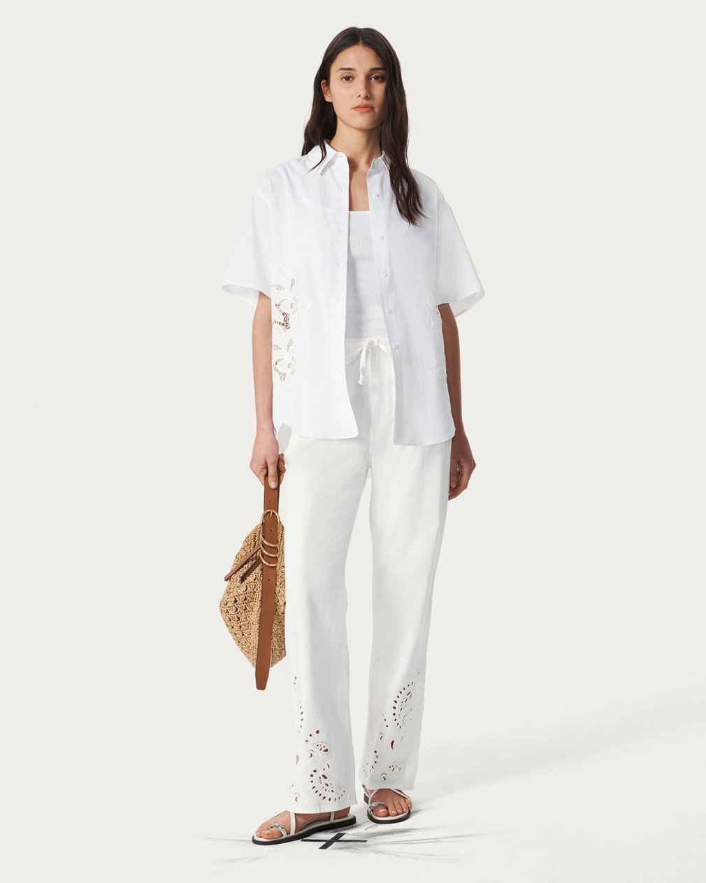 Amy Lace Poplin Shirt White Lace - Image 3