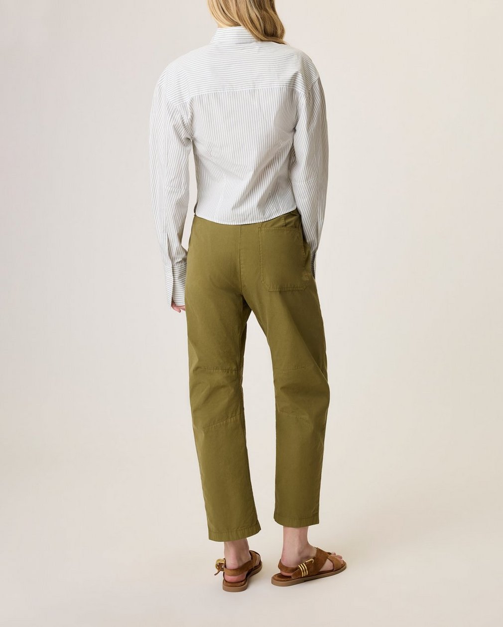 Becca Poplin Stripe Shirt Moss Stripe - Image 2