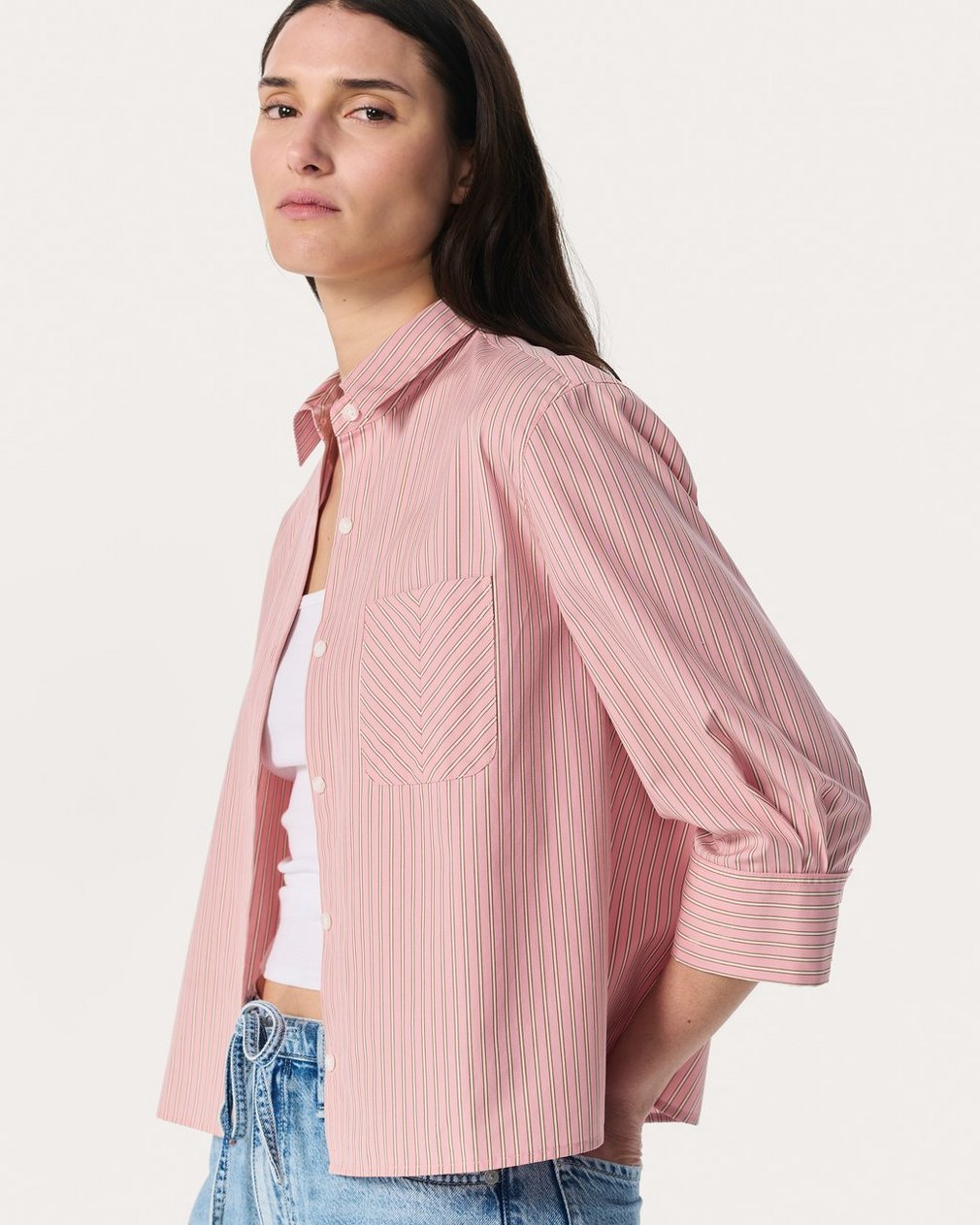 Lucia Striped Shirt Blush Stripe - Image 4