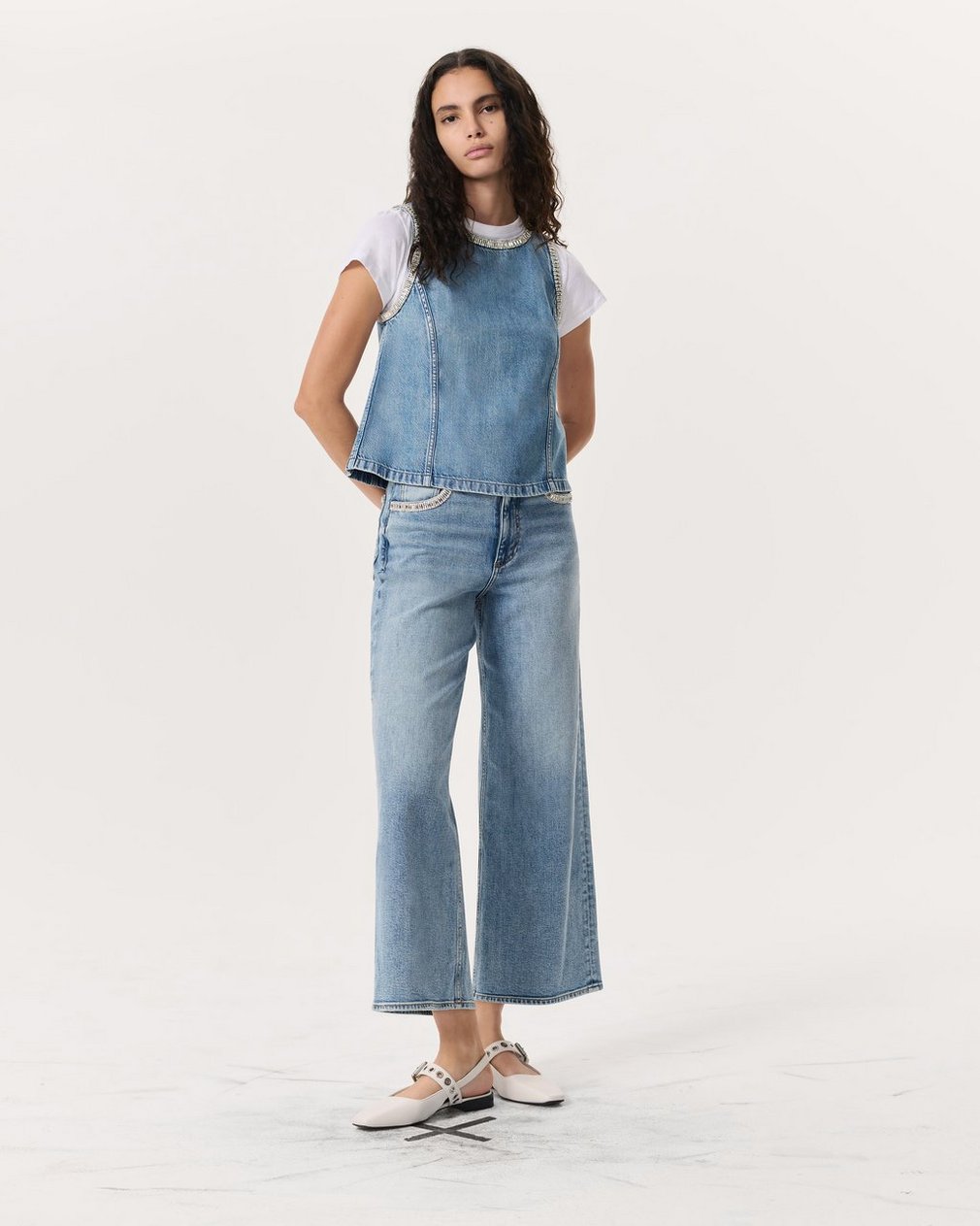 Ultra Featherweight Myla Embellished Denim Top Pacific With Jewel - Image 4