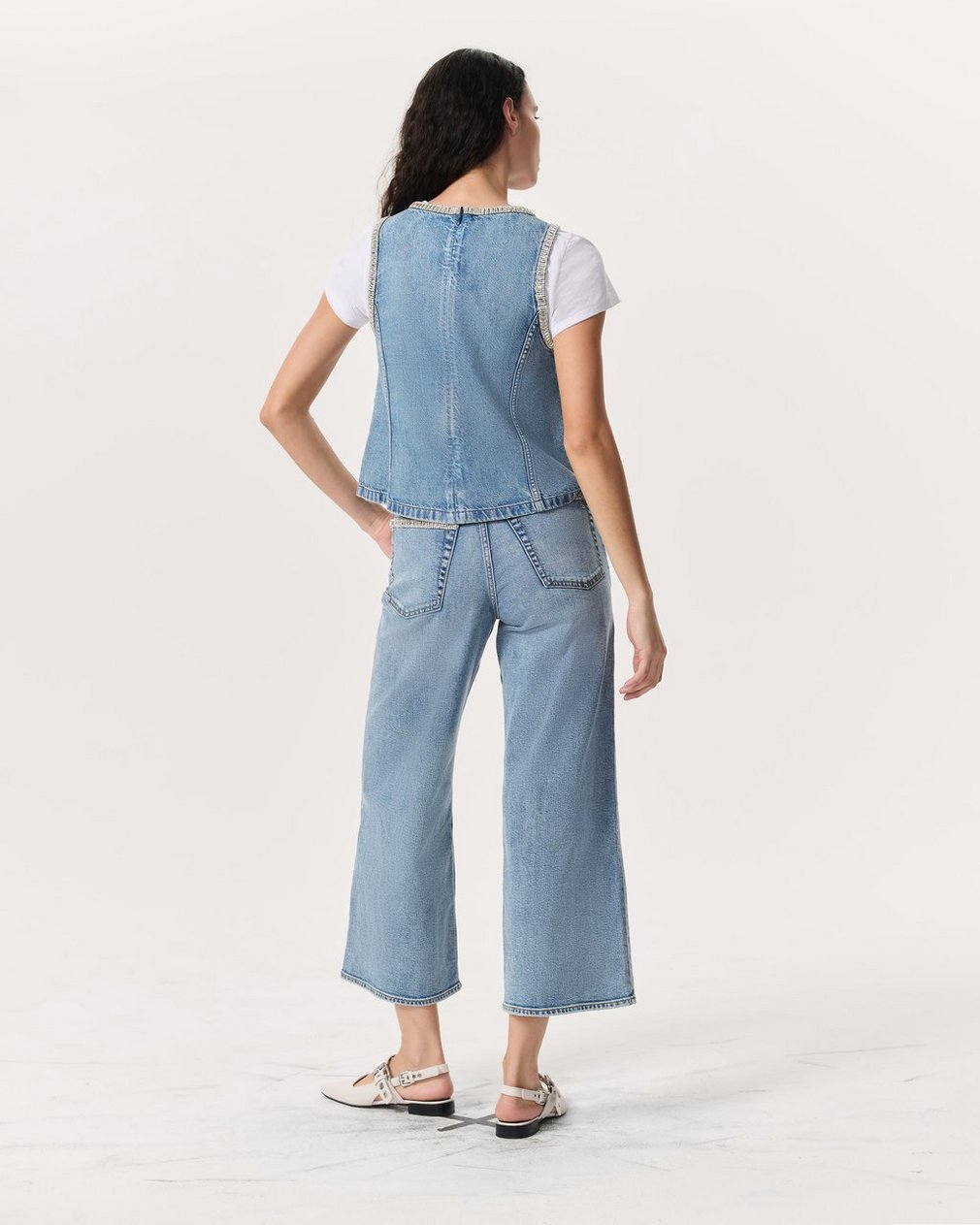 Ultra Featherweight Myla Embellished Denim Top Pacific With Jewel - Image 5