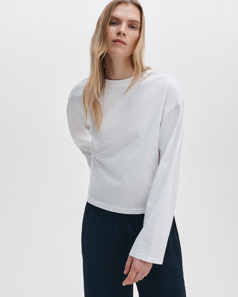 Kelly Boxy Long-Sleeve T Shirt White