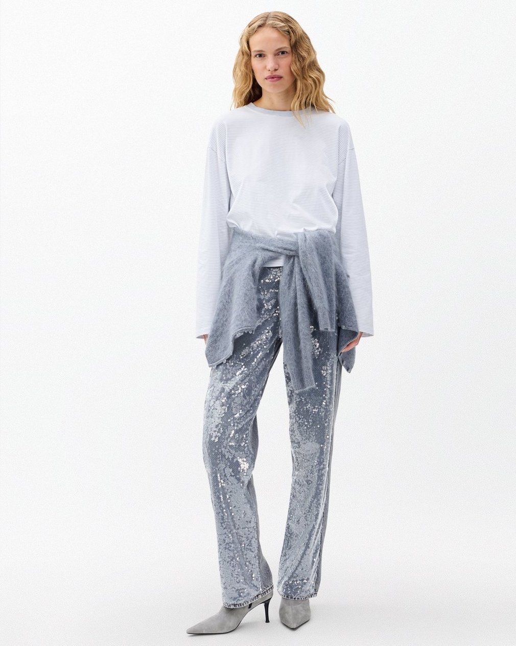 Kelly Boxy Striped Long-Sleeve T Shirt Light Blue Multi - Image 3