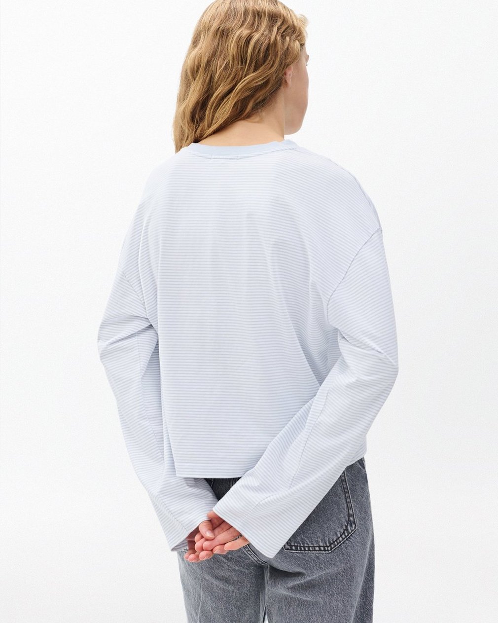Kelly Boxy Striped Long-Sleeve T Shirt Light Blue Multi - Image 6