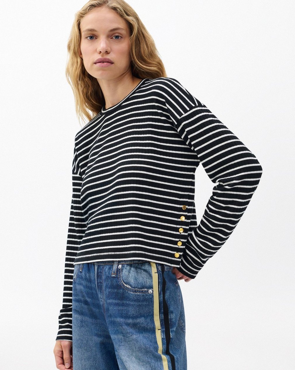 The Knit Striped Long-Sleeve T Shirt Black Multi